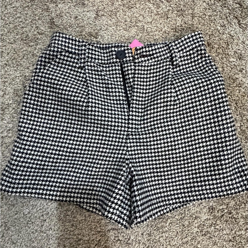 Dressed in LALA Black & White Houndstooth High-Rise Shorts